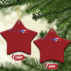 Puerto Rico Flag Christmas Ornament Heartbeat EKG Pulse Boricua Pride Summer Beach TS10 Star Red Print Your Wear