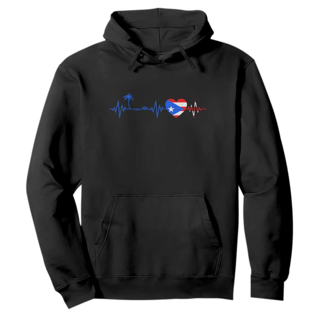 Puerto Rico Flag Hoodie Heartbeat EKG Pulse Boricua Pride Summer Beach TS10 Black Print Your Wear