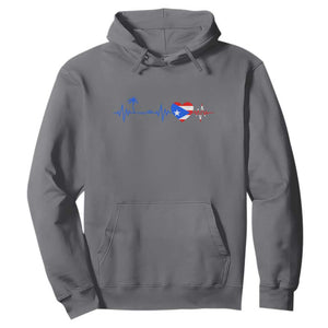 Puerto Rico Flag Hoodie Heartbeat EKG Pulse Boricua Pride Summer Beach TS10 Charcoal Print Your Wear