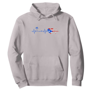 Puerto Rico Flag Hoodie Heartbeat EKG Pulse Boricua Pride Summer Beach TS10 Ice Gray Print Your Wear