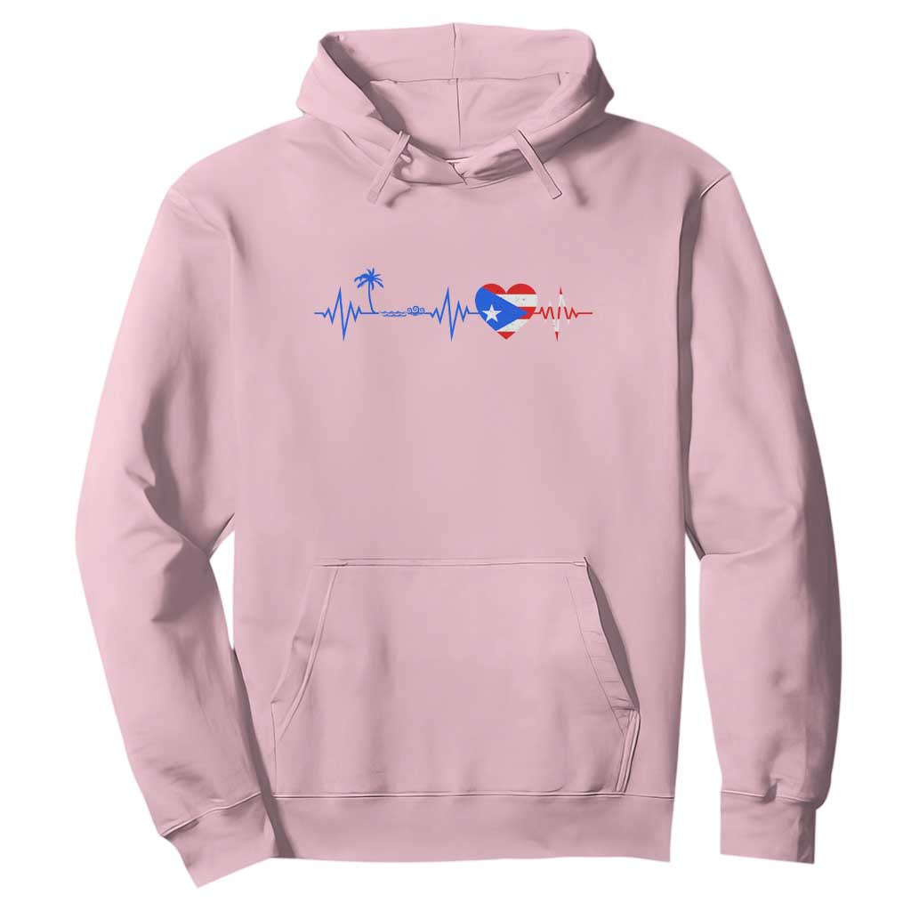 Puerto Rico Flag Hoodie Heartbeat EKG Pulse Boricua Pride Summer Beach TS10 Light Pink Print Your Wear