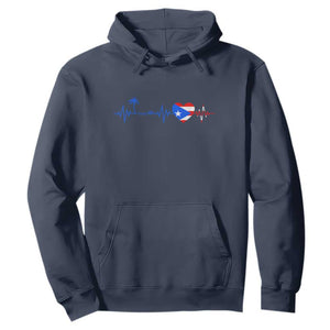 Puerto Rico Flag Hoodie Heartbeat EKG Pulse Boricua Pride Summer Beach TS10 Navy Print Your Wear