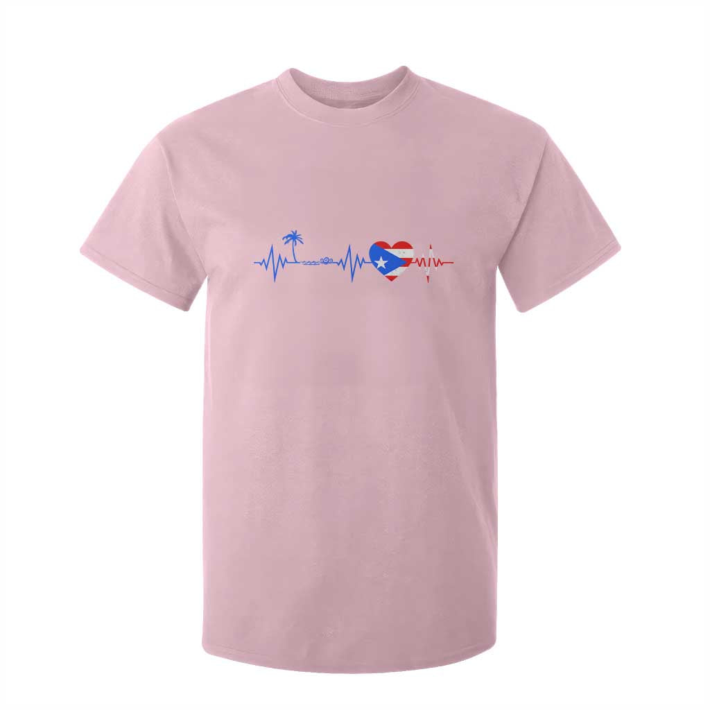 Puerto Rico Flag T Shirt For Kid Heartbeat EKG Pulse Boricua Pride Summer Beach TS10 Light Pink Print Your Wear