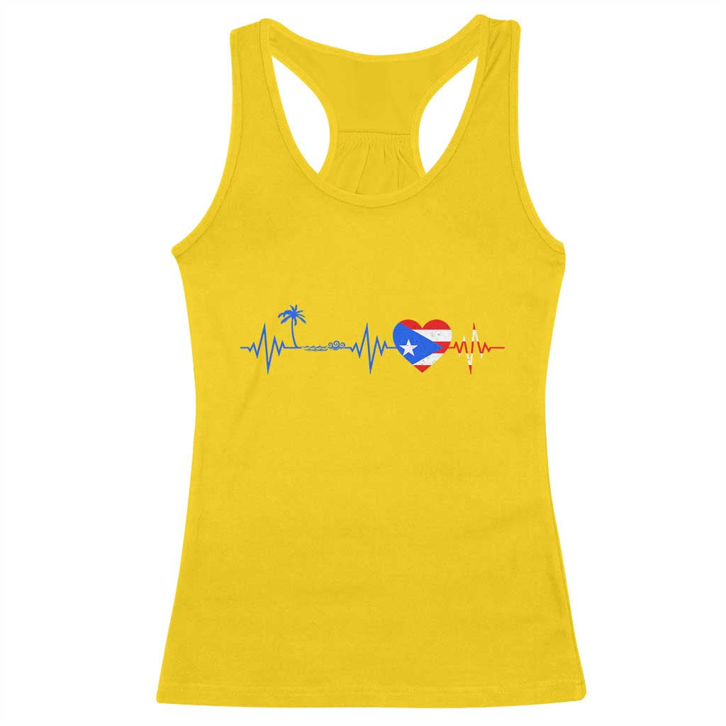 Puerto Rico Flag Racerback Tank Top Heartbeat EKG Pulse Boricua Pride Summer Beach TS10 Daisy Print Your Wear