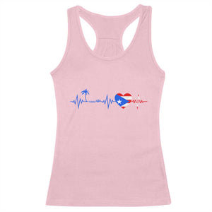 Puerto Rico Flag Racerback Tank Top Heartbeat EKG Pulse Boricua Pride Summer Beach TS10 Light Pink Print Your Wear