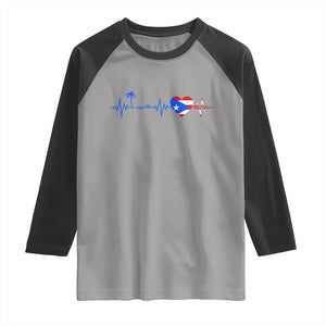 Puerto Rico Flag Raglan Shirt Heartbeat EKG Pulse Boricua Pride Summer Beach TS10 Sport Gray Black Print Your Wear