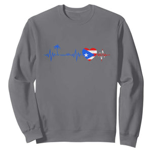 Puerto Rico Flag Sweatshirt Heartbeat EKG Pulse Boricua Pride Summer Beach TS10 Charcoal Print Your Wear