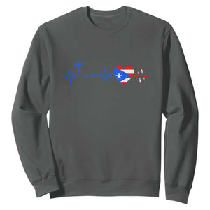 Puerto Rico Flag Sweatshirt Heartbeat EKG Pulse Boricua Pride Summer Beach TS10 Dark Heather Print Your Wear