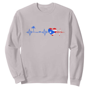 Puerto Rico Flag Sweatshirt Heartbeat EKG Pulse Boricua Pride Summer Beach TS10 Ice Gray Print Your Wear