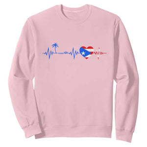Puerto Rico Flag Sweatshirt Heartbeat EKG Pulse Boricua Pride Summer Beach TS10 Light Pink Print Your Wear