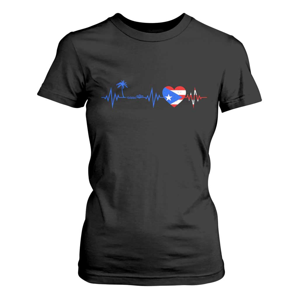 Puerto Rico Flag T Shirt For Women Heartbeat EKG Pulse Boricua Pride Summer Beach TS10 Black Print Your Wear