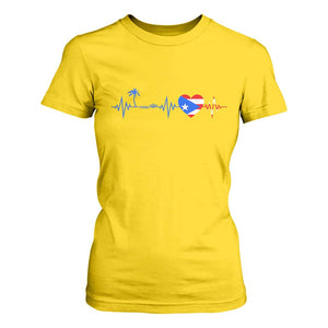 Puerto Rico Flag T Shirt For Women Heartbeat EKG Pulse Boricua Pride Summer Beach TS10 Daisy Print Your Wear