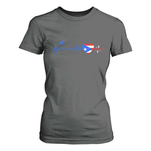 Puerto Rico Flag T Shirt For Women Heartbeat EKG Pulse Boricua Pride Summer Beach TS10 Dark Heather Print Your Wear