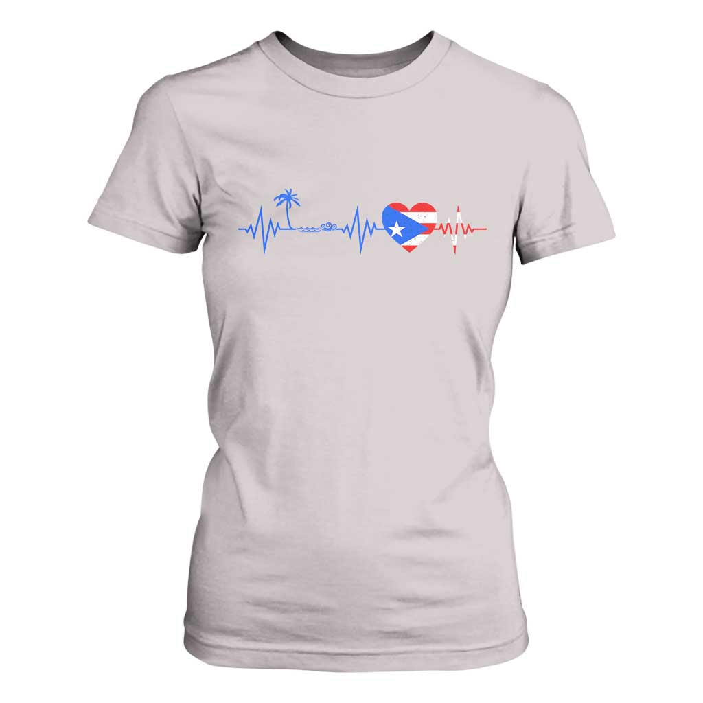 Puerto Rico Flag T Shirt For Women Heartbeat EKG Pulse Boricua Pride Summer Beach TS10 Ice Gray Print Your Wear