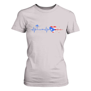 Puerto Rico Flag T Shirt For Women Heartbeat EKG Pulse Boricua Pride Summer Beach TS10 Ice Gray Print Your Wear