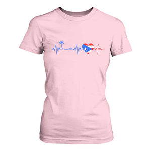 Puerto Rico Flag T Shirt For Women Heartbeat EKG Pulse Boricua Pride Summer Beach TS10 Light Pink Print Your Wear