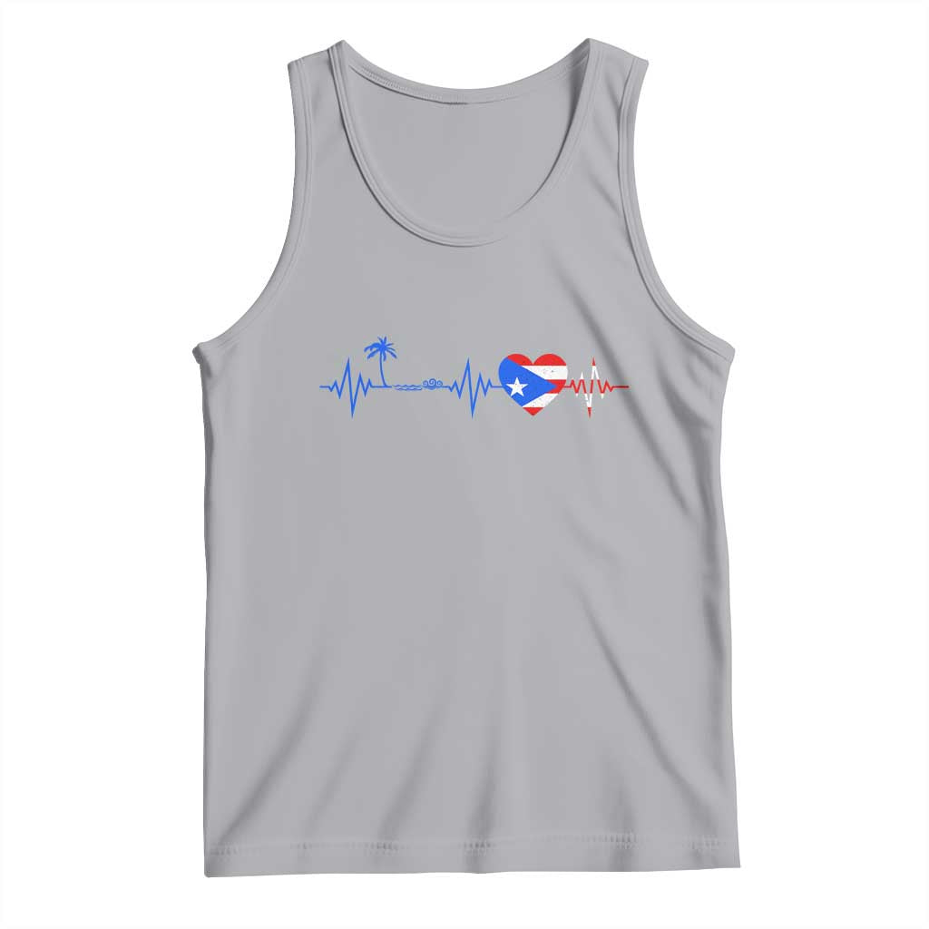 Puerto Rico Flag Tank Top Heartbeat EKG Pulse Boricua Pride Summer Beach TS10 Athletic Heather Print Your Wear