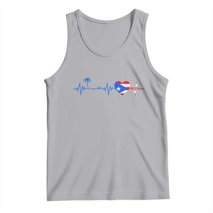 Puerto Rico Flag Tank Top Heartbeat EKG Pulse Boricua Pride Summer Beach TS10 Athletic Heather Print Your Wear