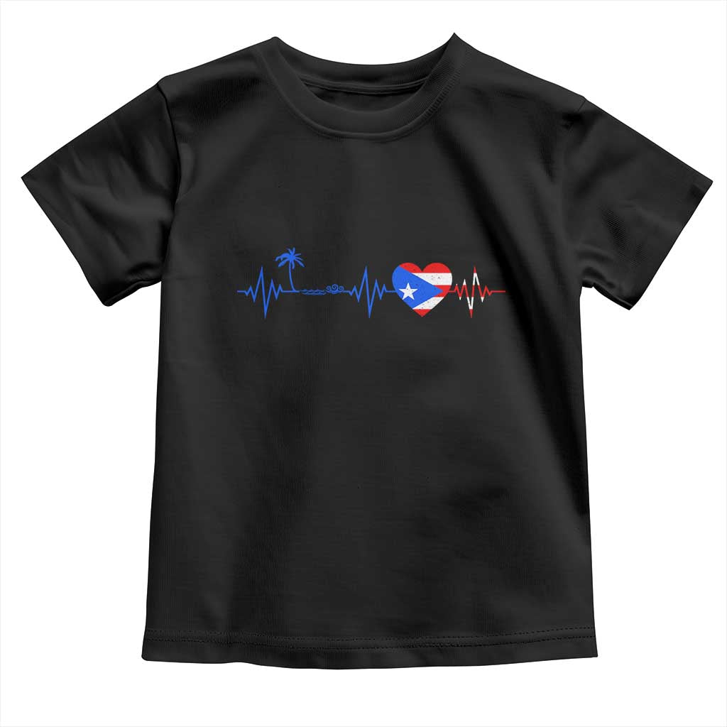 Puerto Rico Flag Toddler T Shirt Heartbeat EKG Pulse Boricua Pride Summer Beach TS10 Black Print Your Wear