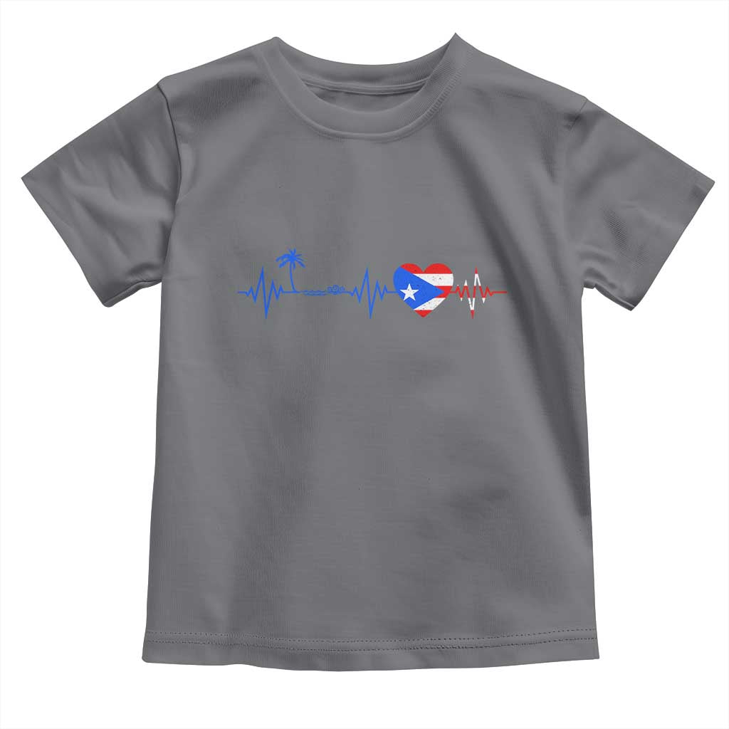 Puerto Rico Flag Toddler T Shirt Heartbeat EKG Pulse Boricua Pride Summer Beach TS10 Charcoal Print Your Wear