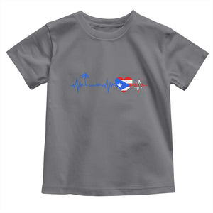 Puerto Rico Flag Toddler T Shirt Heartbeat EKG Pulse Boricua Pride Summer Beach TS10 Charcoal Print Your Wear