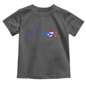 Puerto Rico Flag Toddler T Shirt Heartbeat EKG Pulse Boricua Pride Summer Beach TS10 Dark Heather Print Your Wear