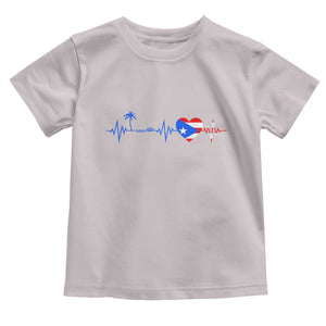 Puerto Rico Flag Toddler T Shirt Heartbeat EKG Pulse Boricua Pride Summer Beach TS10 Ice Gray Print Your Wear