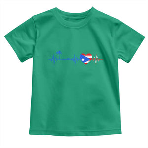 Puerto Rico Flag Toddler T Shirt Heartbeat EKG Pulse Boricua Pride Summer Beach TS10 Irish Green Print Your Wear