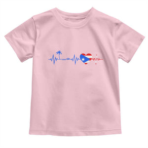 Puerto Rico Flag Toddler T Shirt Heartbeat EKG Pulse Boricua Pride Summer Beach TS10 Light Pink Print Your Wear