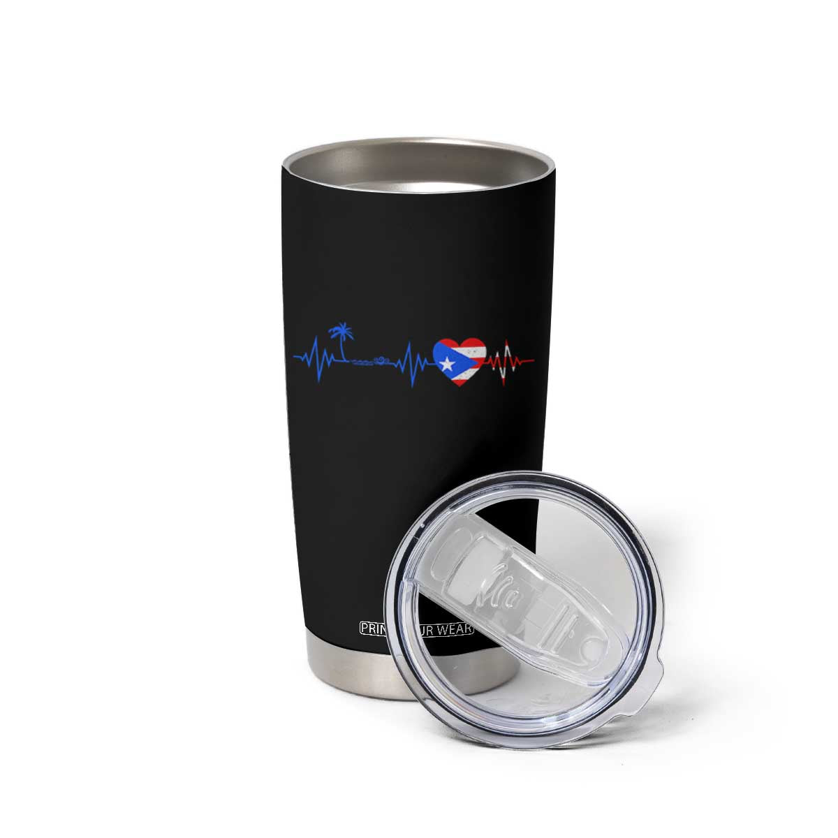 Puerto Rico Flag Tumbler Cup Heartbeat EKG Pulse Boricua Pride Summer Beach TS10 Print Your Wear