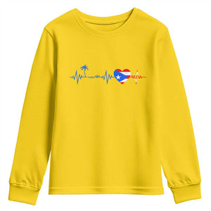 Puerto Rico Flag Youth Sweatshirt Heartbeat EKG Pulse Boricua Pride Summer Beach TS10 Daisy Print Your Wear