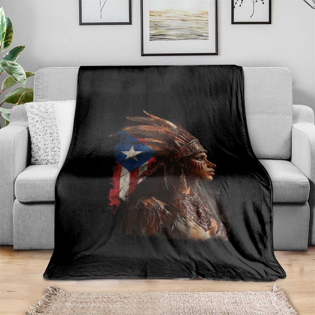 Puerto Rico Taino Warrior Woman Throw Blanket Boricua Pride TS10 Print Your Wear