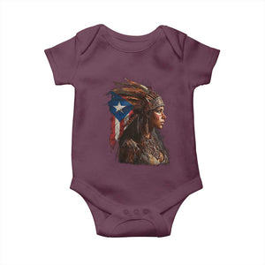 Puerto Rico Taino Warrior Woman Baby Onesie Boricua Pride TS10 Maroon Print Your Wear