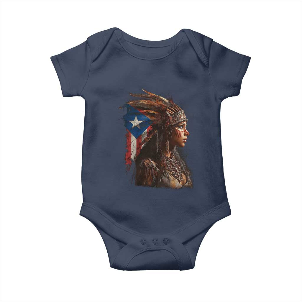 Puerto Rico Taino Warrior Woman Baby Onesie Boricua Pride TS10 Navy Print Your Wear