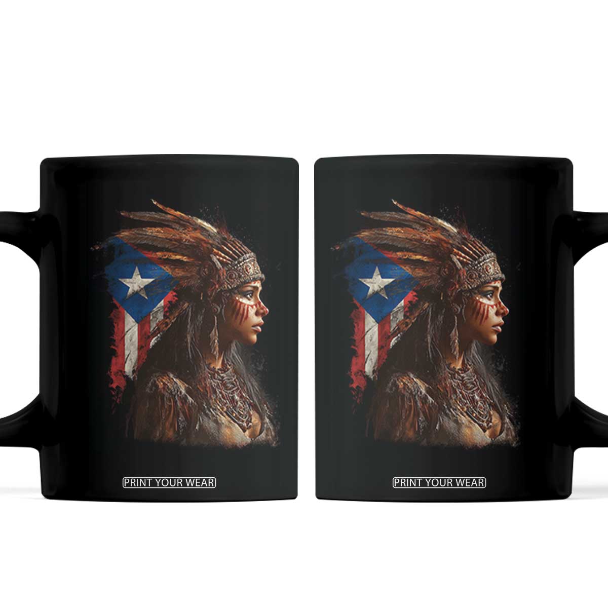 Puerto Rico Taino Warrior Woman Coffee Mug Boricua Pride TS10 Black Print Your Wear