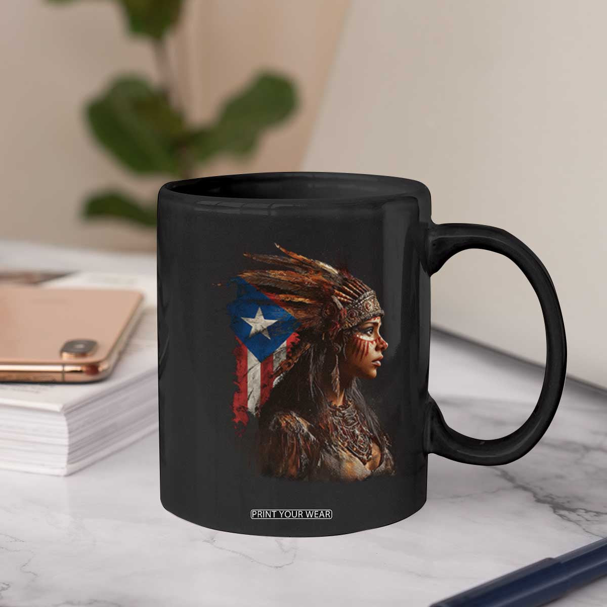 Puerto Rico Taino Warrior Woman Coffee Mug Boricua Pride TS10 Print Your Wear
