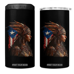 Puerto Rico Taino Warrior Woman 4 in 1 Can Cooler Tumbler Boricua Pride TS10 One Size: 16 oz Black Print Your Wear