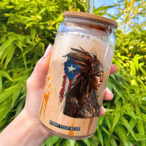 Puerto Rico Taino Warrior Woman Glass Can Boricua Pride TS10 Black Print Your Wear