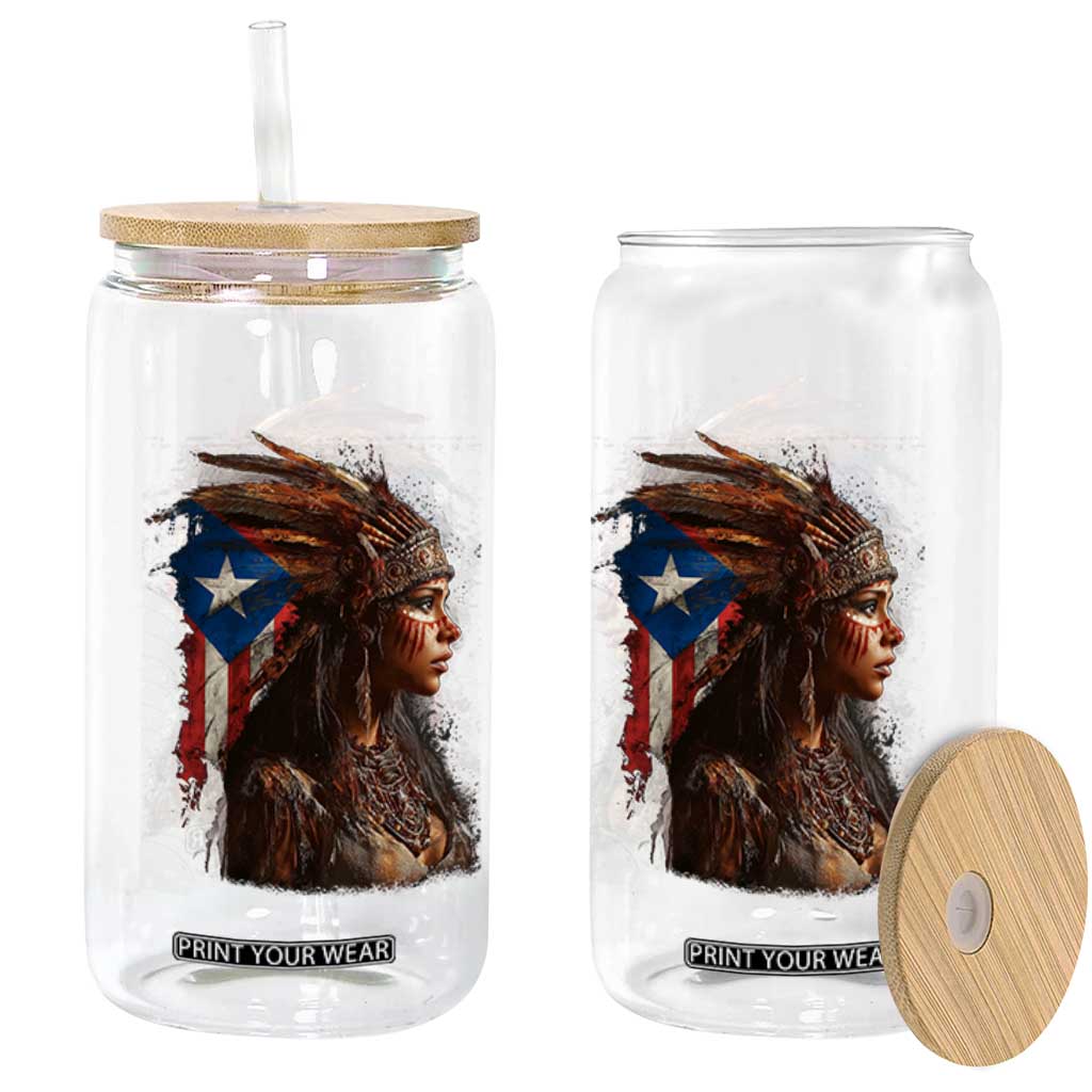 Puerto Rico Taino Warrior Woman Glass Can Boricua Pride TS10 Print Your Wear