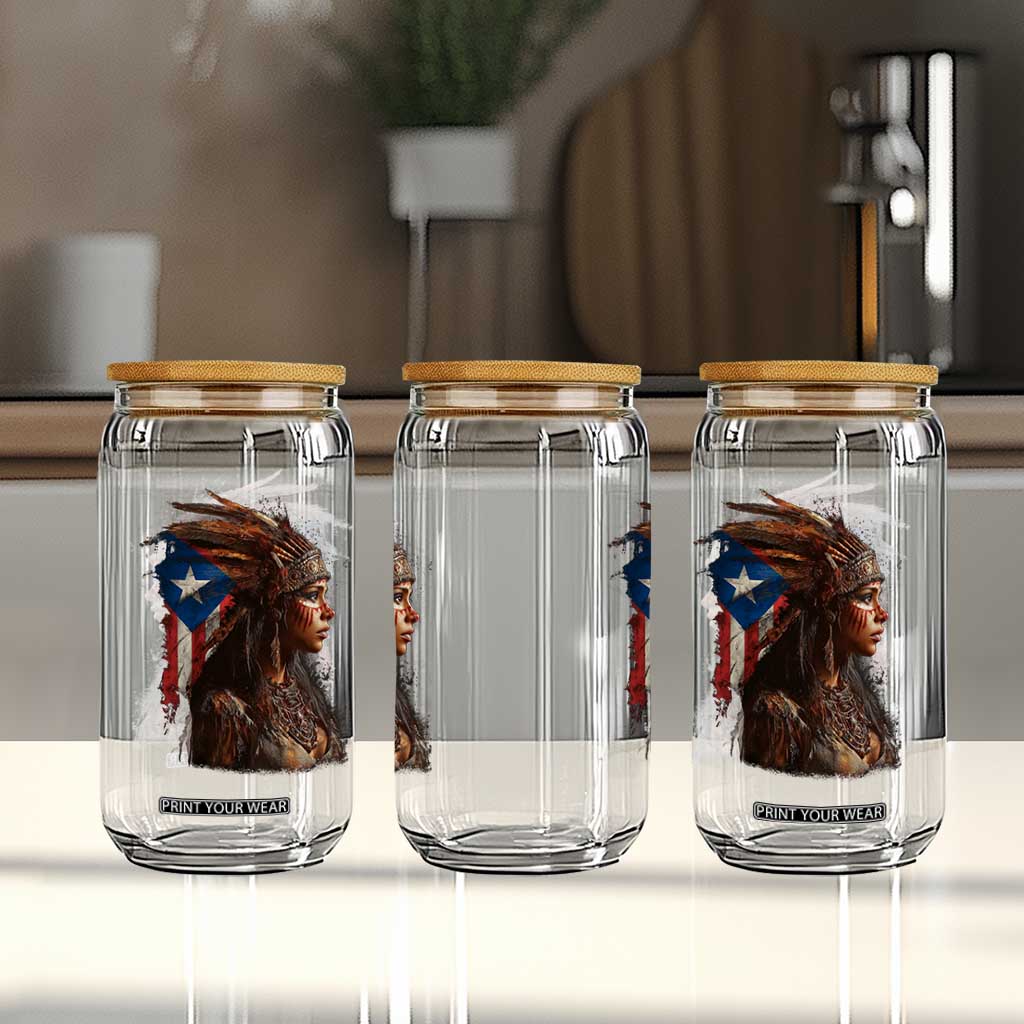 Puerto Rico Taino Warrior Woman Glass Can Boricua Pride TS10 Print Your Wear