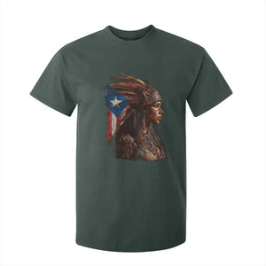 Puerto Rico Taino Warrior Woman T Shirt For Kid Boricua Pride TS10 Dark Forest Green Print Your Wear