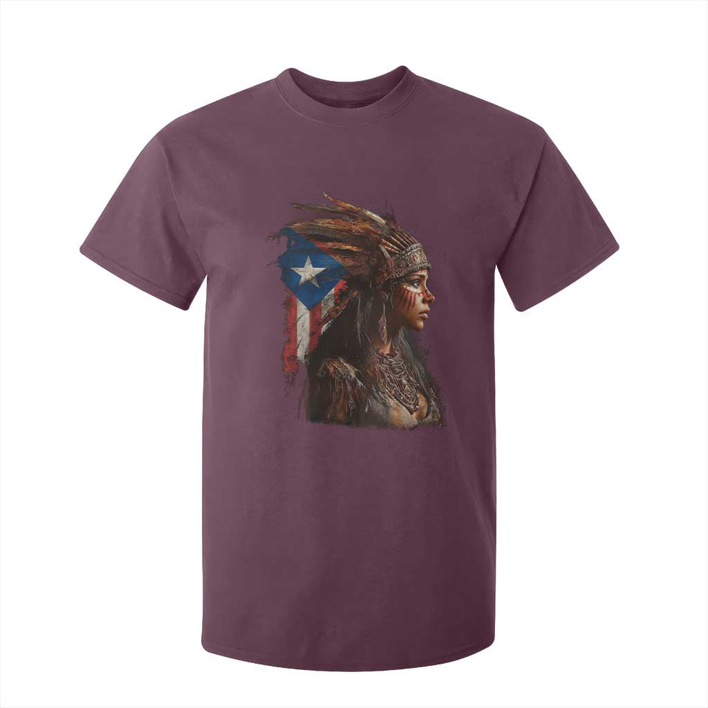 Puerto Rico Taino Warrior Woman T Shirt For Kid Boricua Pride TS10 Maroon Print Your Wear