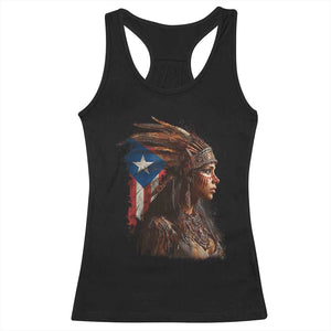 Puerto Rico Taino Warrior Woman Racerback Tank Top Boricua Pride TS10 Black Print Your Wear
