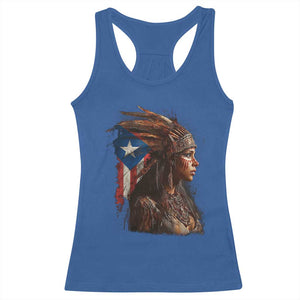 Puerto Rico Taino Warrior Woman Racerback Tank Top Boricua Pride TS10 Royal Blue Print Your Wear