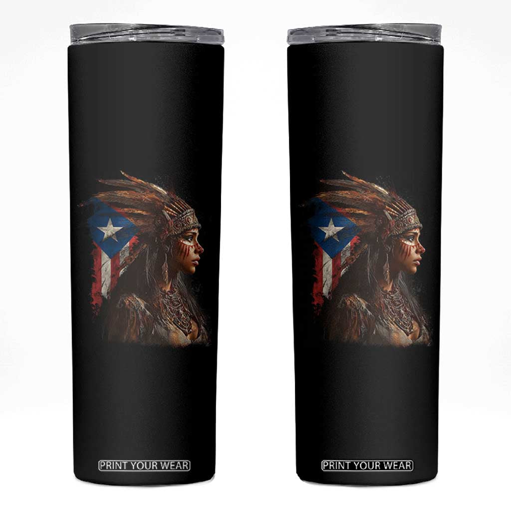 Puerto Rico Taino Warrior Woman Skinny Tumbler Boricua Pride TS10 Black Print Your Wear