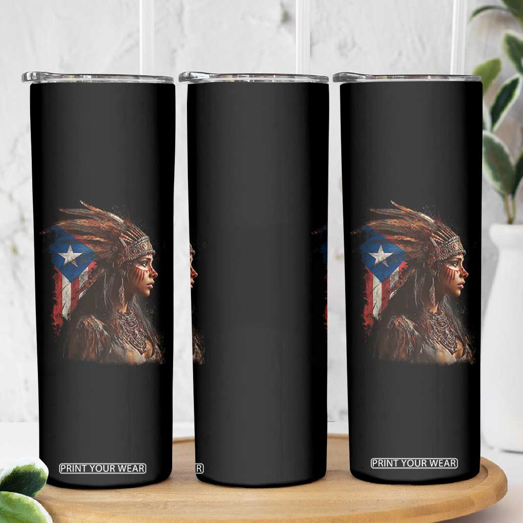 Puerto Rico Taino Warrior Woman Skinny Tumbler Boricua Pride TS10 Print Your Wear