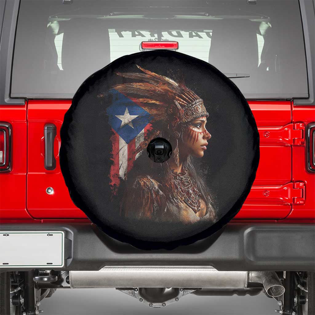 Puerto Rico Taino Warrior Woman Spare Tire Cover Boricua Pride TS10 Black Print Your Wear