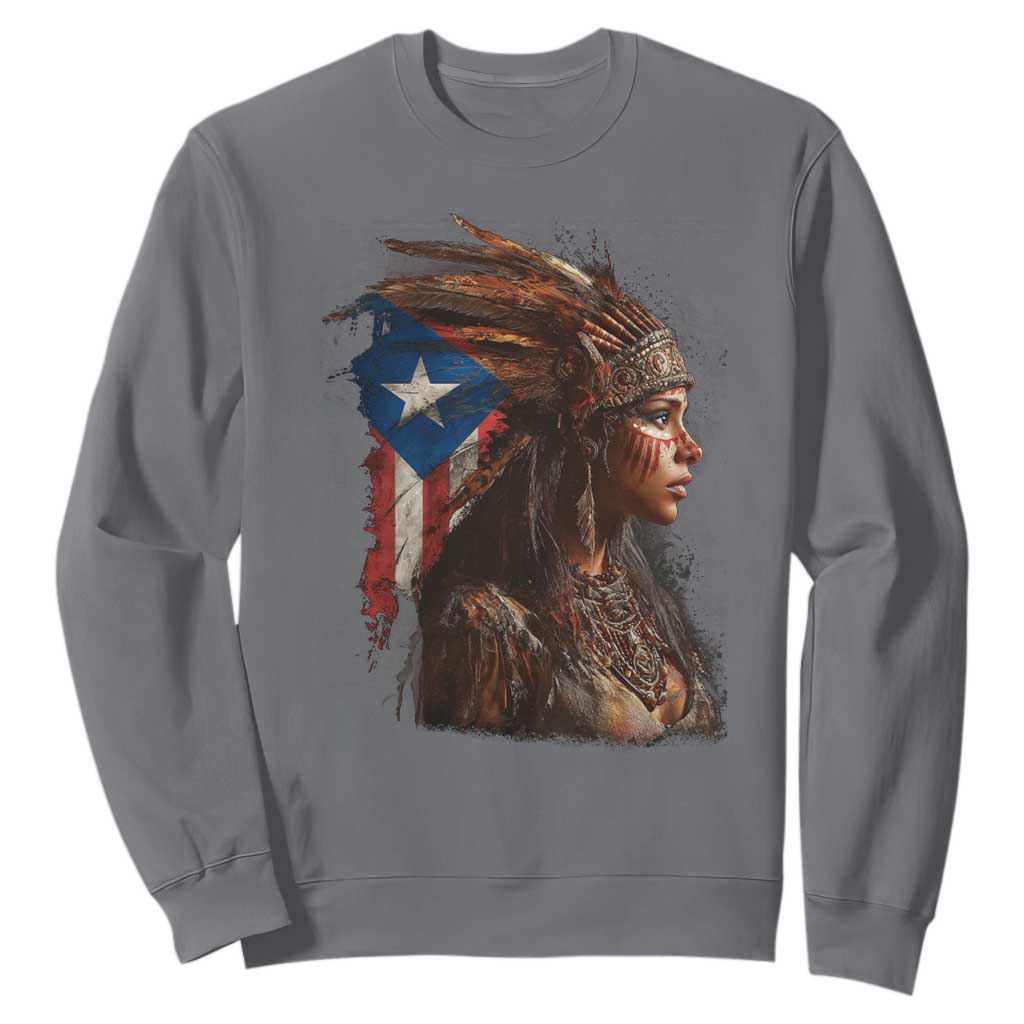 Puerto Rico Taino Warrior Woman Sweatshirt Boricua Pride TS10 Charcoal Print Your Wear