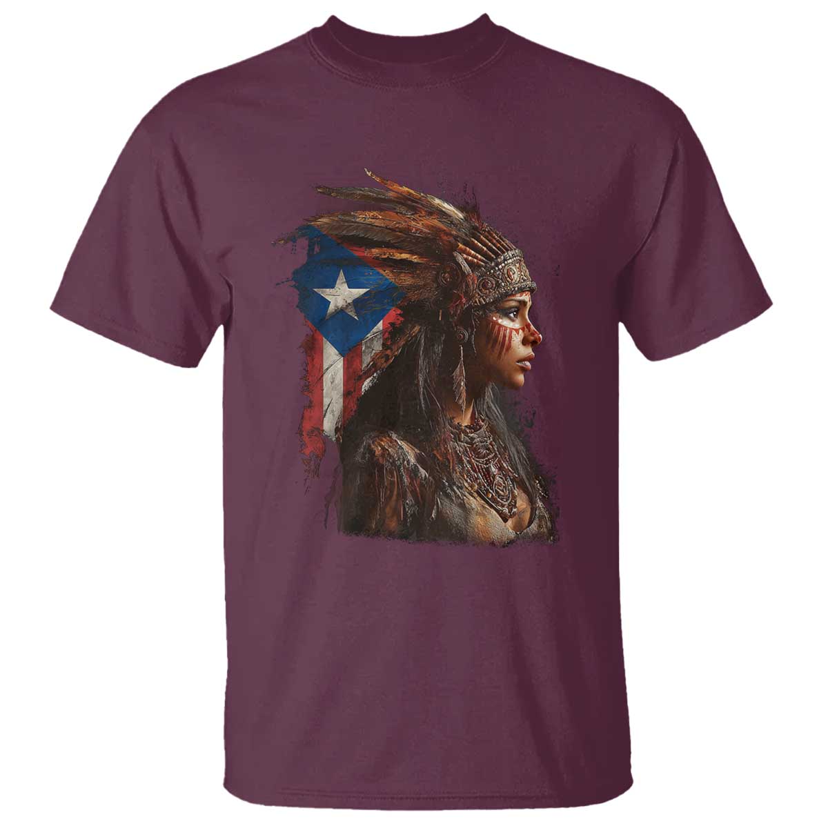 Puerto Rico Taino Warrior Woman T Shirt Boricua Pride TS10 Maroon Print Your Wear