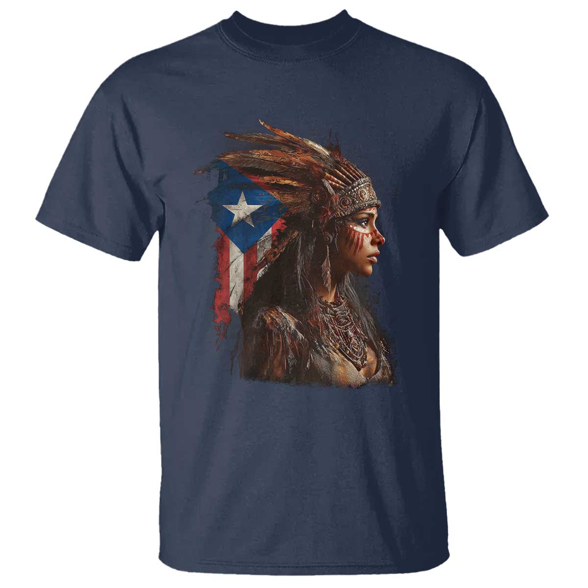 Puerto Rico Taino Warrior Woman T Shirt Boricua Pride TS10 Navy Print Your Wear